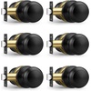image:imageProbrico Brushed Nickel Passage Door Knobs Round Handles for Hall or Closet Knobs Keyless Hardware 5 PackBlack