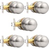 image:imageProbrico Brushed Nickel Passage Door Knobs Round Handles for Hall or Closet Knobs Keyless Hardware 5 PackBrushed Nickel
