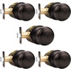 image:imageProbrico Brushed Nickel Passage Door Knobs Round Handles for Hall or Closet Knobs Keyless Hardware 5 PackOil Rubbed Bronze