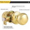 image:imageProbrico Brushed Nickel Passage Door Knobs Round Handles for Hall or Closet Knobs Keyless Hardware 5 PackPolished Brass