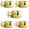 image:imageProbrico Brushed Nickel Passage Door Knobs Round Handles for Hall or Closet Knobs Keyless Hardware 5 PackPolished Brass