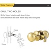 image:imageProbrico Brushed Nickel Passage Door Knobs Round Handles for Hall or Closet Knobs Keyless Hardware 5 PackPolished Brass