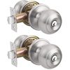 image:imageProbrico Colonial Keyed Entry Door Knob Oil Rubbed Bronze Entrance Door Lock Single Cylinder Keyed Door Lock for Interior ExteriorBrushed Nickel