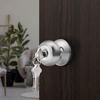 image:imageProbrico Colonial Keyed Entry Door Knob Oil Rubbed Bronze Entrance Door Lock Single Cylinder Keyed Door Lock for Interior ExteriorPolished Chrome