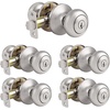 image:imageProbrico Entry Door Knobs with Lock Keyed Alike Interior Exterior Door Locks in Brushed Nickel Finish 4 Pack Stainless Steel Modern Entrance Locksets for Bedroom OfficeBrushed Nickel