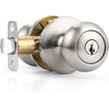 image:imageProbrico Entry Door Knobs with Lock Keyed Alike Interior Exterior Door Locks in Brushed Nickel Finish 4 Pack Stainless Steel Modern Entrance Locksets for Bedroom OfficeBrushed Nickel