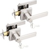 image:imageProbrico Entry Door Levers Matte Black with Keys Heavy Duty Hardware for Exterior Front and Back DoorLockable Keyed Entrance LockUniversal HandlingTransitional Style 1 PackBrushed Nickel