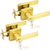 image:imageProbrico Entry Door Levers Matte Black with Keys Heavy Duty Hardware for Exterior Front and Back DoorLockable Keyed Entrance LockUniversal HandlingTransitional Style 1 PackGold