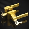 image:imageProbrico Entry Door Levers Matte Black with Keys Heavy Duty Hardware for Exterior Front and Back DoorLockable Keyed Entrance LockUniversal HandlingTransitional Style 1 PackGold
