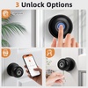 image:imageProbrico Fingerprint Door Lock Smart Door Knob Fingerprint Door Knob with APP Control for Bedroom Garage Office Closet Apartment Round Electronic Door Lock Satin NickelFlat Black