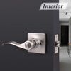 image:imageProbrico Flat Wave Reversible Privacy Door Lever Lockset with Square Rosette Bed and Bath Door Lock in Satin Nickel Keyless Hardware for Right amp Left Handed Doors 1 Pack