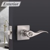 image:imageProbrico Flat Wave Reversible Privacy Door Lever Lockset with Square Rosette Bed and Bath Door Lock in Satin Nickel Keyless Hardware for Right amp Left Handed Doors 1 Pack