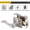 image:imageProbrico Flat Wave Reversible Privacy Door Lever Lockset with Square Rosette Bed and Bath Door Lock in Satin Nickel Keyless Hardware for Right amp Left Handed Doors 1 Pack