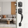 image:imageProbrico Front Door Lock Set Satin Nickel Door Handle Set Entry Door Locksets with Deadbolt Single Cylinder Front Door Handle and Deadbolt Set 1 SetBlack