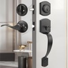 image:imageProbrico Front Door Lock Set Satin Nickel Door Handle Set Entry Door Locksets with Deadbolt Single Cylinder Front Door Handle and Deadbolt Set 1 SetBlack