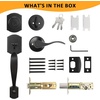 image:imageProbrico Front Door Lock Set Satin Nickel Door Handle Set Entry Door Locksets with Deadbolt Single Cylinder Front Door Handle and Deadbolt Set 1 SetBlack