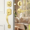 image:imageProbrico Front Door Lock Set Satin Nickel Door Handle Set Entry Door Locksets with Deadbolt Single Cylinder Front Door Handle and Deadbolt Set 1 SetGold