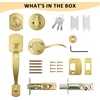 image:imageProbrico Front Door Lock Set Satin Nickel Door Handle Set Entry Door Locksets with Deadbolt Single Cylinder Front Door Handle and Deadbolt Set 1 SetGold