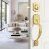 image:imageProbrico Front Door Lock Set Satin Nickel Door Handle Set Entry Door Locksets with Deadbolt Single Cylinder Front Door Handle and Deadbolt Set 1 SetGold