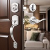 image:imageProbrico Front Door Lock Set Satin Nickel Door Handle Set Entry Door Locksets with Deadbolt Single Cylinder Front Door Handle and Deadbolt Set 1 SetSatin Nickel