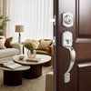image:imageProbrico Front Door Lock Set Satin Nickel Door Handle Set Entry Door Locksets with Deadbolt Single Cylinder Front Door Handle and Deadbolt Set 1 SetSatin Nickel