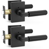 image:imageProbrico Gold Door Handle Knurled Lever Heavy Duty Interior Door Handles for Bedroom Bathroom Reversible Left amp Right Handed Gold Privacy Door HandleMatte Black