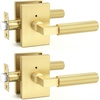 image:imageProbrico Gold Door Handle Knurled Lever Heavy Duty Interior Door Handles for Bedroom Bathroom Reversible Left amp Right Handed Gold Privacy Door HandleGold