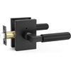 image:imageProbrico Gold Door Handle Knurled Lever Heavy Duty Interior Door Handles for Bedroom Bathroom Reversible Left amp Right Handed Gold Privacy Door HandleMatte Black
