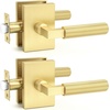 image:imageProbrico Gold Door Handle Knurled Lever Heavy Duty Interior Door Handles for Bedroom Bathroom Reversible Left amp Right Handed Gold Privacy Door HandleGold