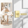image:imageProbrico Gold Door Handle Knurled Lever Heavy Duty Interior Door Handles for Bedroom Bathroom Reversible Left amp Right Handed Gold Privacy Door HandleGold
