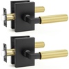 image:imageProbrico Gold Door Handle Knurled Lever Heavy Duty Interior Door Handles for Bedroom Bathroom Reversible Left amp Right Handed Gold Privacy Door HandleMatte BlackGold