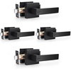 image:imageProbrico Gold Privacy Door Handle Lockset Heavy Duty Interior Door Lever for Bedroom Reversible Keyless Handleset Door Knob 5 PackBlack