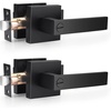 image:imageProbrico Gold Privacy Door Handle Lockset Heavy Duty Interior Door Lever for Bedroom Reversible Keyless Handleset Door Knob 5 PackBlack