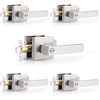 image:imageProbrico Gold Privacy Door Handle Lockset Heavy Duty Interior Door Lever for Bedroom Reversible Keyless Handleset Door Knob 5 PackBrushed Nickel