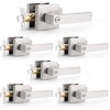image:imageProbrico Gold Privacy Door Handle Lockset Heavy Duty Interior Door Lever for Bedroom Reversible Keyless Handleset Door Knob 5 PackBrushed Nickel