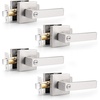 image:imageProbrico Gold Privacy Door Handle Lockset Heavy Duty Interior Door Lever for Bedroom Reversible Keyless Handleset Door Knob 5 PackBrushed Nickel