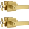 image:imageProbrico Gold Privacy Door Handle Lockset Heavy Duty Interior Door Lever for Bedroom Reversible Keyless Handleset Door Knob 5 PackGold