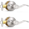 image:imageProbrico Interior Door Handle Lever Chrome Door Handles Passage Door Lever Handle Closet Door Handle Polished Chrome Interior Keyless Door Handle for Hallway Closet Wave Style Reversible 6 PackSatin Nickel