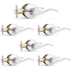 image:imageProbrico Interior Door Handle Lever Chrome Door Handles Passage Door Lever Handle Closet Door Handle Polished Chrome Interior Keyless Door Handle for Hallway Closet Wave Style Reversible 6 PackPolished Chrome