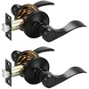image:imageProbrico Interior Door Handle Lever Chrome Door Handles Passage Door Lever Handle Closet Door Handle Polished Chrome Interior Keyless Door Handle for Hallway Closet Wave Style Reversible 6 PackBlack