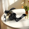image:imageProbrico Interior Door Handle Lever Chrome Door Handles Passage Door Lever Handle Closet Door Handle Polished Chrome Interior Keyless Door Handle for Hallway Closet Wave Style Reversible 6 PackBlack