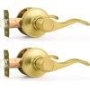 image:imageProbrico Interior Door Handle Lever Chrome Door Handles Passage Door Lever Handle Closet Door Handle Polished Chrome Interior Keyless Door Handle for Hallway Closet Wave Style Reversible 6 PackGold