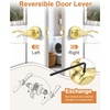 image:imageProbrico Interior Door Handle Lever Chrome Door Handles Passage Door Lever Handle Closet Door Handle Polished Chrome Interior Keyless Door Handle for Hallway Closet Wave Style Reversible 6 PackPolished Brass