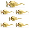 image:imageProbrico Interior Door Handle Lever Chrome Door Handles Passage Door Lever Handle Closet Door Handle Polished Chrome Interior Keyless Door Handle for Hallway Closet Wave Style Reversible 6 PackGold