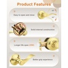 image:imageProbrico Interior Door Handle Lever Chrome Door Handles Passage Door Lever Handle Closet Door Handle Polished Chrome Interior Keyless Door Handle for Hallway Closet Wave Style Reversible 6 PackPolished Brass