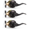image:imageProbrico Interior Door Handle Lever Chrome Door Handles Passage Door Lever Handle Closet Door Handle Polished Chrome Interior Keyless Door Handle for Hallway Closet Wave Style Reversible 6 PackOil Rubbed Bronze