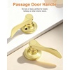 image:imageProbrico Interior Door Handle Lever Chrome Door Handles Passage Door Lever Handle Closet Door Handle Polished Chrome Interior Keyless Door Handle for Hallway Closet Wave Style Reversible 6 PackPolished Brass