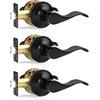 image:imageProbrico Interior Door Handle Lever Chrome Door Handles Passage Door Lever Handle Closet Door Handle Polished Chrome Interior Keyless Door Handle for Hallway Closet Wave Style Reversible 6 PackBlack