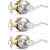 image:imageProbrico Interior Door Handle Lever Chrome Door Handles Passage Door Lever Handle Closet Door Handle Polished Chrome Interior Keyless Door Handle for Hallway Closet Wave Style Reversible 6 PackSatin Nickel