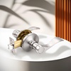 image:imageProbrico Interior Door Handle Lever Chrome Door Handles Passage Door Lever Handle Closet Door Handle Polished Chrome Interior Keyless Door Handle for Hallway Closet Wave Style Reversible 6 PackSatin Nickel